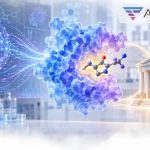 Anew Labs logo above an illustration of AI guided drug discovery, molecular research and financing.